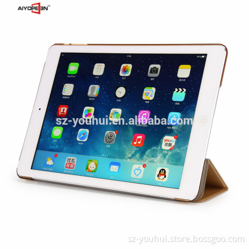 High Quality Silk Design PU Leather Automatically wake up Case for iPad Mini 1 2 3 With Transparent PC Back Case in Stock